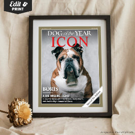 Custom Dog Magazine Cover Template Pet Portrait  Poster