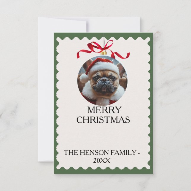 Custom Dog Merry Christmas Photo Card Inbjudningar (Framsida)