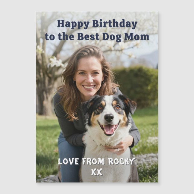 Custom Dog Mom Birthday Photo Magnetic Card (Framsida)