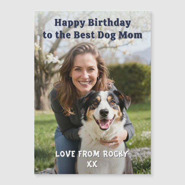Custom Dog Mom Birthday Photo Magnetic Card (Framsida)
