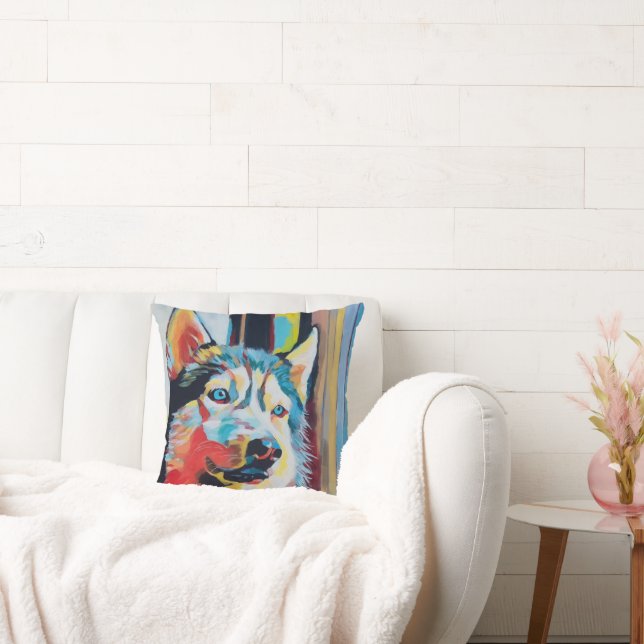 Custom Dog Painting - Gift for Husky Lovers Kudde (Soffa)