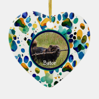 Custom Dog Paw Photo Ceramic Ornament