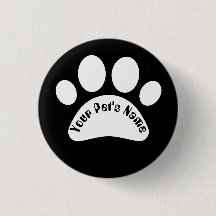 Custom Dog Paw Print Personalized Name Pin Back Bu
