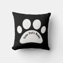 Custom Dog Paw Print Personalized Name Throw Pillo