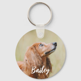 Custom Dog Photo and Name Script Nyckelring