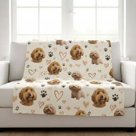 Custom Dog Photo Blanket with Hearts Fleecefilt