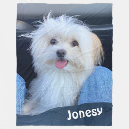 Custom Dog Photo Blanket with Pet's Name Fleecefilt