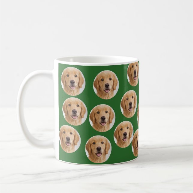 Custom Dog Photo | Cute Personalized Green Kaffemugg (Vänster)