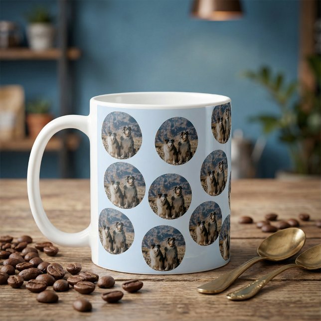 Custom Dog Photo | Cute Personalized Light Blue  Kaffemugg (Skapare uppladdad)