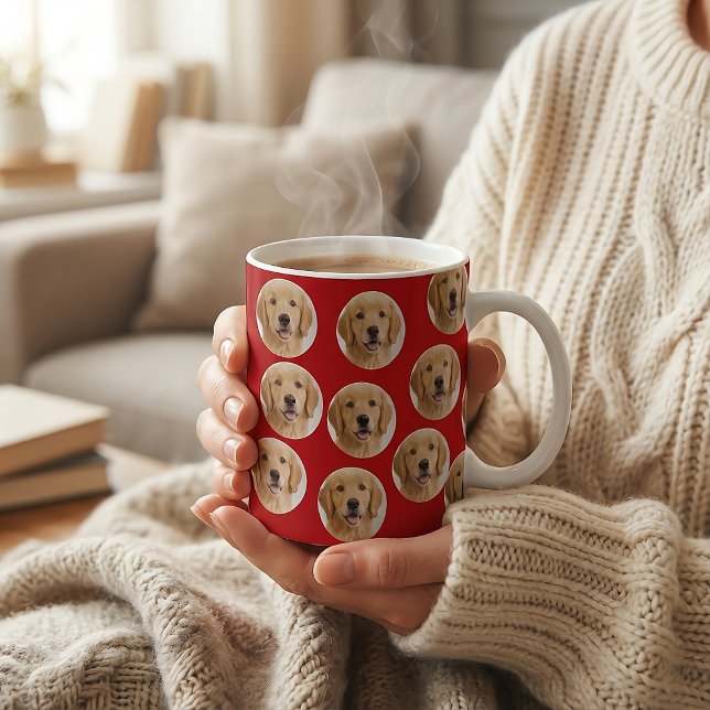 Custom Dog Photo | Cute Personalized Red  Kaffemugg (Skapare uppladdad)