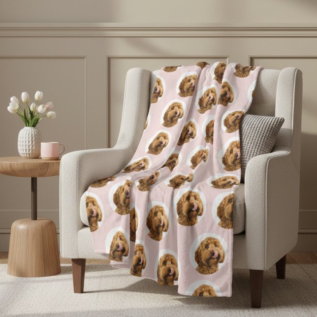 Custom Dog Photo | Cute Pink Pet Fleecefilt (Skapare uppladdad)