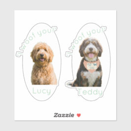 Custom Dog Photo Name I Woof You Heartfelt Gift Klistermärken