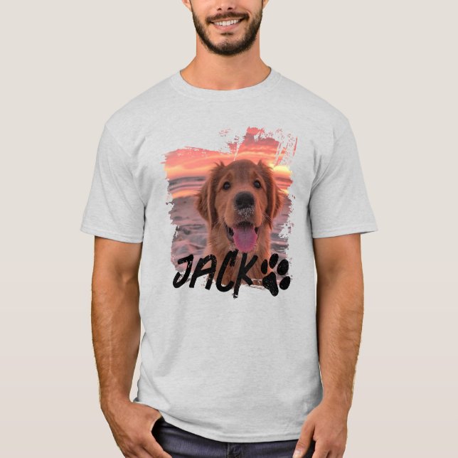 Custom Dog Photo T-Shirt – Personalized Pet Name T (Framsida)