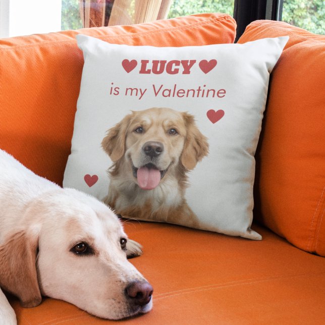 Custom Dog Photo Valentine's Day Pillow Kudde (Skapare uppladdad)