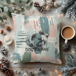 Custom Dog Portrait Abstract Brushstroke Pillow Kudde