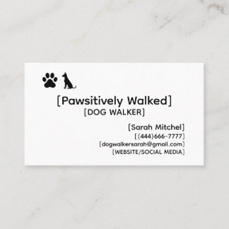 Custom Dog Walker and Dog Groomer Business Cards Visitkort