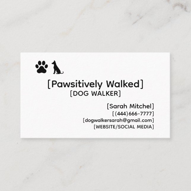 Custom Dog Walker and Dog Groomer Business Cards Visitkort (Framsida)