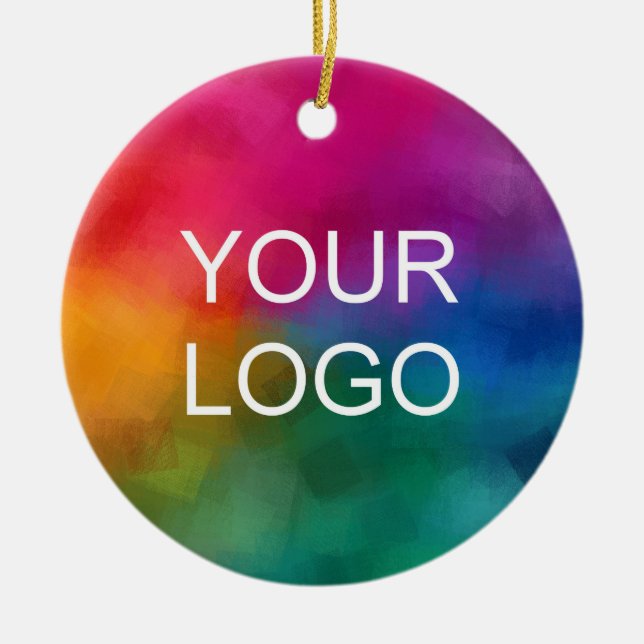 Custom Double Sided Business Company Logo Circle Julgransprydnad Keramik (Framsidan)