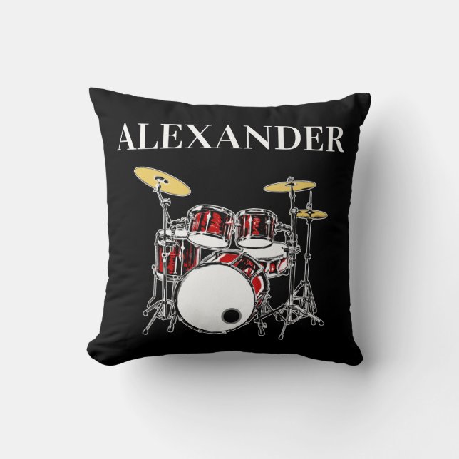 Custom Drummer Rock & Roll Music Drums Musician  Kudde (Framsida)