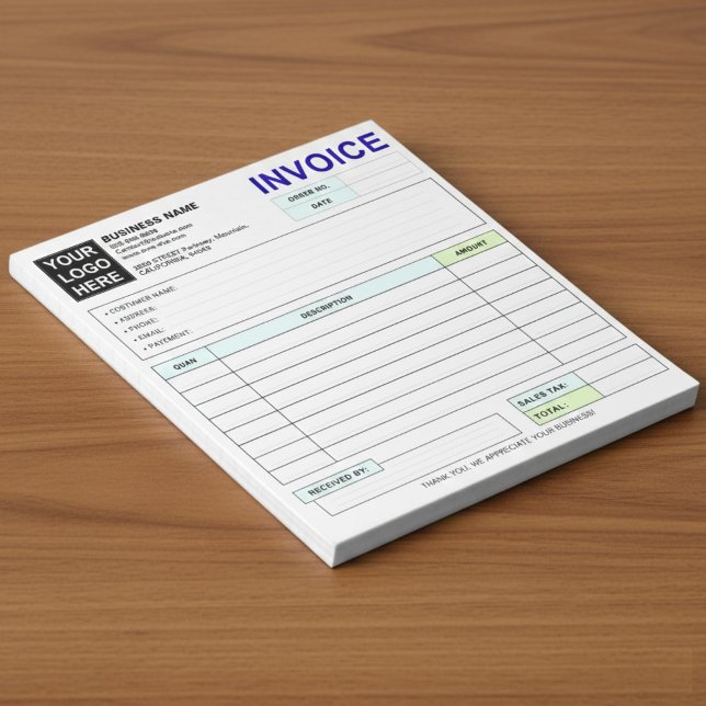 Custom Duplicate Sales Invoice Forms, Company Logo Anteckningsblock (Custom Duplicate Receipt Books with Your Company Name)