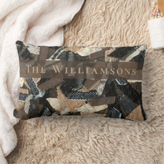 Custom Earthy Abstract Ribbon Stripes Collage Look Lumbarkudde