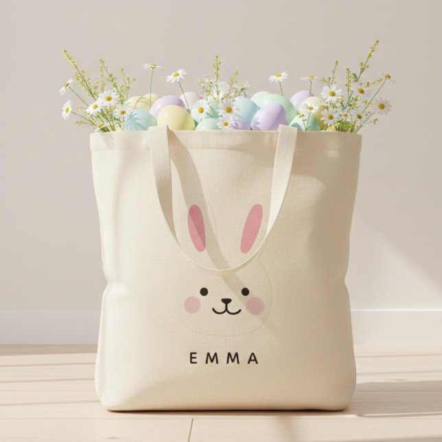Custom Easter Bunny Face Personalized Name Tygkasse (Skapare uppladdad)