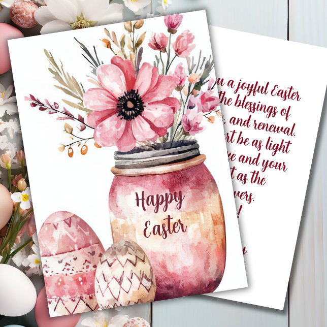 Custom Easter Card with Easter Eggs and Flowers Julkort (Skapare uppladdad)