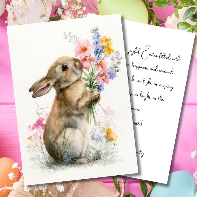 Custom Easter Card with Flowers and Easter Bunny Inbjudningar (Skapare uppladdad)