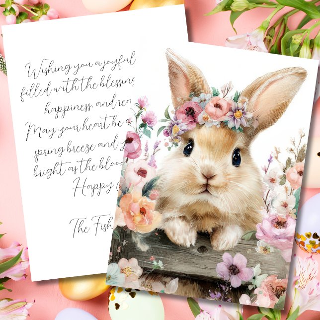 Custom Easter Card with Flowers and Easter Eggs Julkort (Skapare uppladdad)