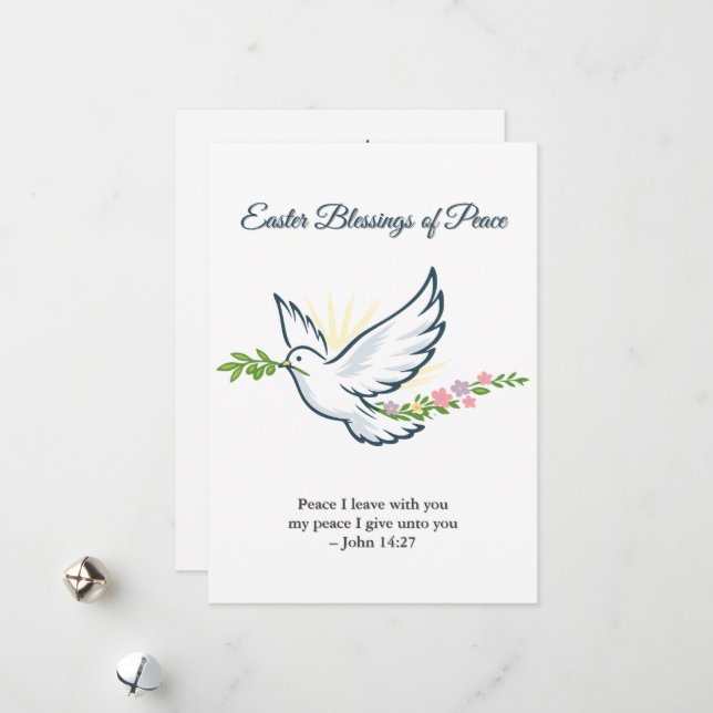 Custom Easter Dove Greeting Card with Olive Branch Julkort (Fram/Back In Situ)