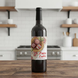 Custom Easter Egg Wine Label with Family Name Vinflaska Etikett