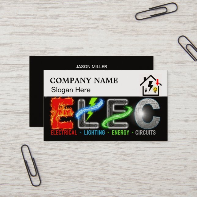 Custom Electrician Business Card with Company Logo Visitkort (Fram/Back In Situ)