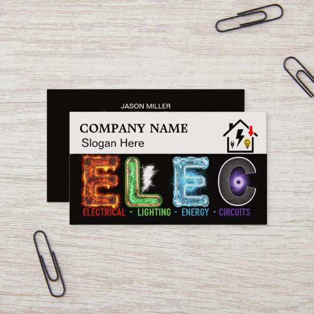 Custom Electrician Business Card with Company Logo Visitkort (Fram/Back In Situ)