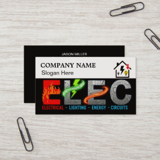 Custom Electrician Business Card with Company Logo Visitkort