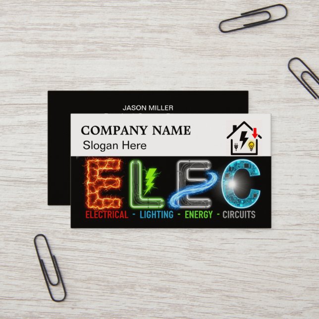Custom Electrician Business Card with Company Logo Visitkort (Fram/Back In Situ)