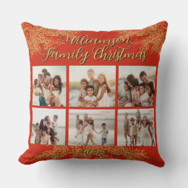Custom Elegant Family Christmas Photo Collage Kudde