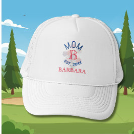 Custom Elegant Floral MOM EST. Monogram Keps