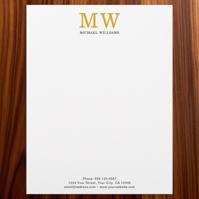 Custom Elegant Gold Initials Monogram Personalized Brevhuvud (Skapare uppladdad)