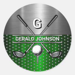 Custom Elegant Golf Monogram Runt Klistermärke