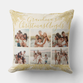 Custom Elegant Grandma's Christmas Photo Collage Kudde