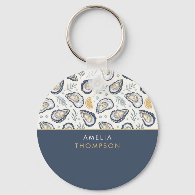 Custom Elegant Marine Oysters Nyckelring (Framsida)