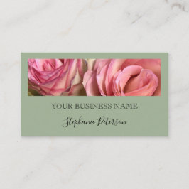 Custom Elegant Modern Sage Green Photo Template  Visitkort