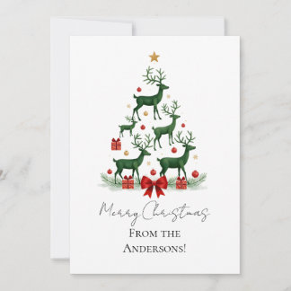Custom Elegant Reindeer Tree Christmas Card Julkort