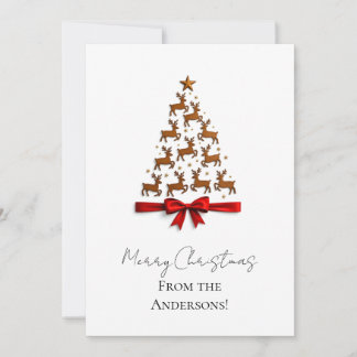 Custom Elegant Reindeer Tree Christmas Card Julkort