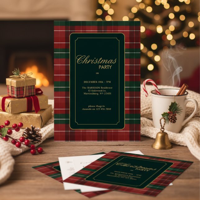 Custom Elegant Tartan Plaid  Christmas RSVP Julkort (Skapare uppladdad)