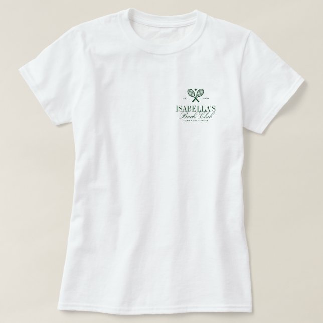 Custom Elegant White Bachelorette Tennis Club T Shirt (Design framsida)