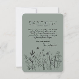 Custom Elegant Wildflower Funeral Thank You Card Tack Kort