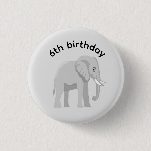 Custom Elephant Birthday Boy Girl Age Badge Pin Knapp (Framsida)