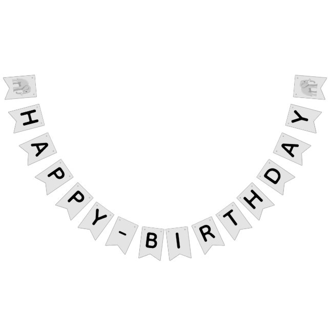 Custom Elephant "Happy Birthday" Banner Vimplar (Alla)