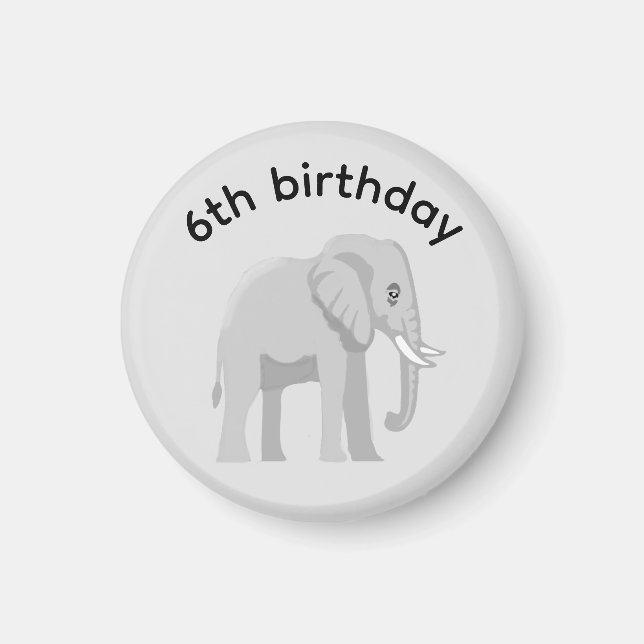 Custom Elephant Happy Birthday Party Age Magnet (Framsidan)